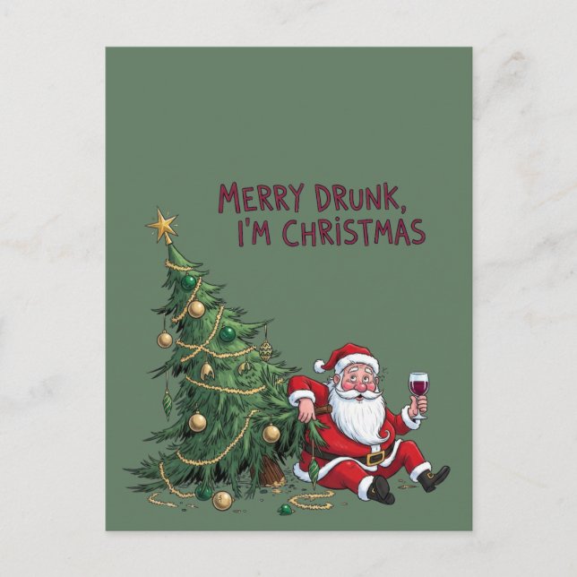 Merry Drunk, I'm Christmas Santa Postcard (Front)
