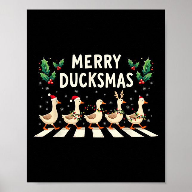 Merry Duckmas Santa Hat Xmas Duck Lover Funny Duck Poster (Front)
