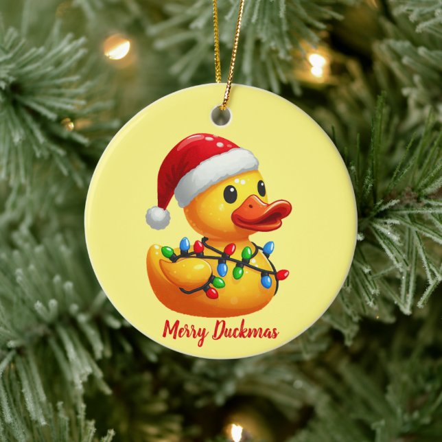 Merry Duckmas, Santa Rubber Duck Christmas Ceramic Tree Decoration (Tree)