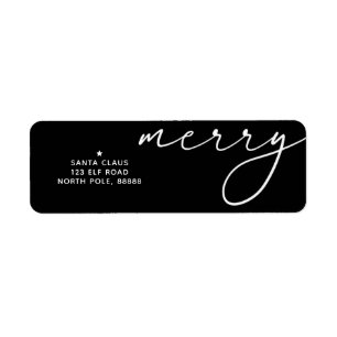 Merry Elegant Christmas Black & White Themed Label