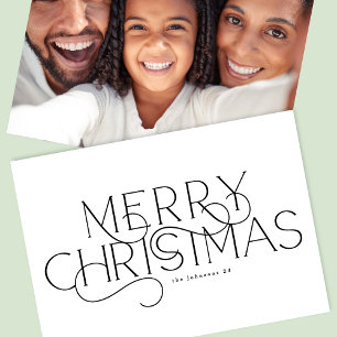 Merry Elegant Traditional One Photo Typography Holiday Card