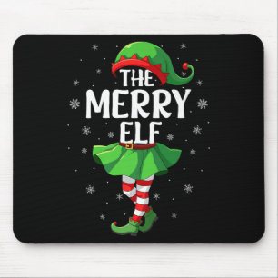 Merry Elf Christmas Girls Women Elf Squad Xmas Fam Mouse Pad