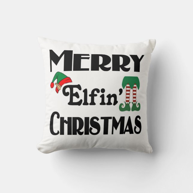 Merry Elfin' Christmas Cushion (Front)