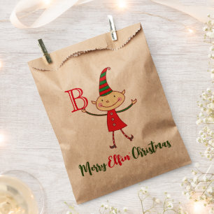 Merry Elfin' Christmas Monogram Elf Funny Holiday Favour Bags