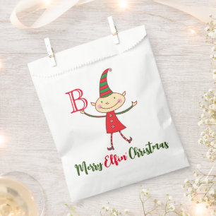 Merry Elfin' Christmas Monogram Elf Funny Holiday Favour Bags