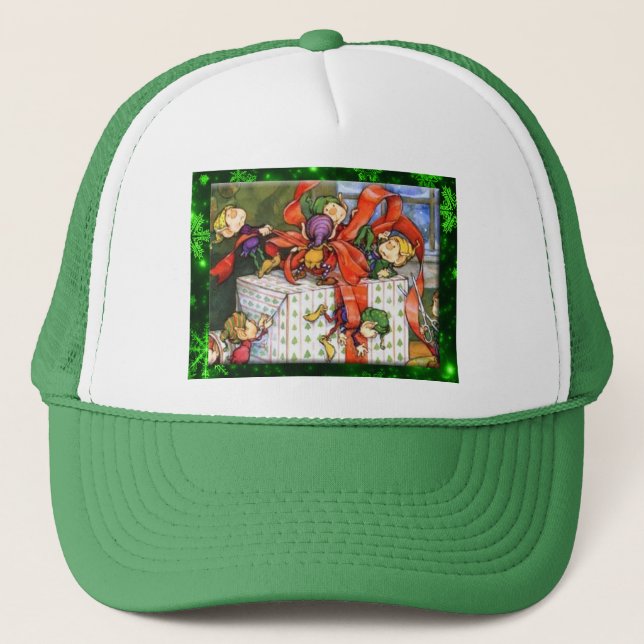 Merry Elves Wrapping Present Hat (Front)