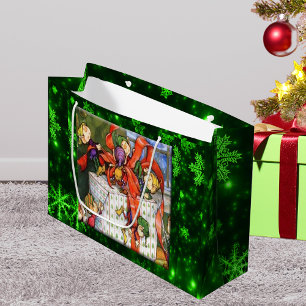 Merry Elves Wrapping Present Large Gift Bag