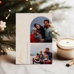 Merry Everything 2 Photo Family<br><div class="desc">Merry Everything,  arch and square frame 2 photo foil holiday card. Features,  solid red colour backing.</div>