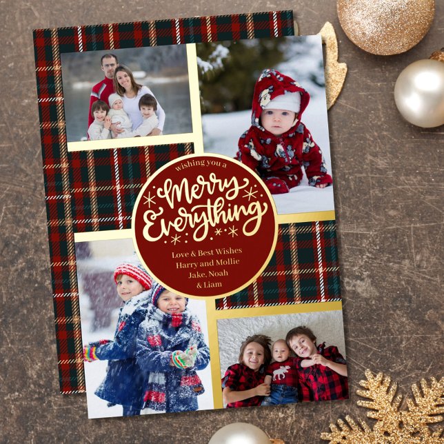 Merry Everything 4 Photo Tartan Plaid Red and Gold (Creator Uploaded)