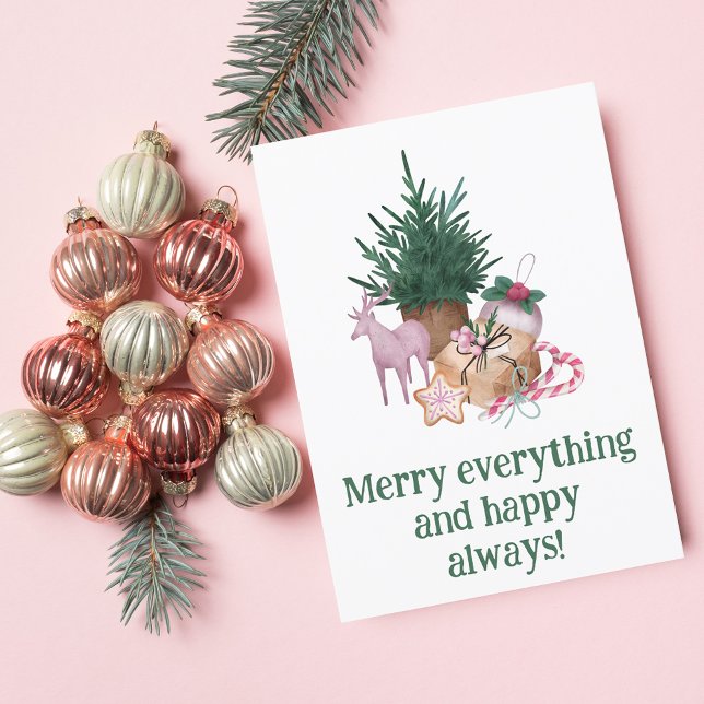 "Merry everything and happy always" green simple Holiday Card (Creator Uploaded)