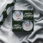 Merry Everything Calligraphy Green Photo Wrapping Paper<br><div class="desc">Photo wrapping paper, personalized with your picture and hand lettered with Merry Everything in brushed calligraphy. The photo template is set up to display your picture in a round shape. If you have any problems with picture placement, try cropping your photo to a square and re-uploading it. The background color...</div>