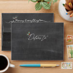 Merry Everything Chalkboard Mistletoes Christmas Envelope<br><div class="desc">Rustic 'Merry Everything' Chalkboard Mistletoes Christmas / Holiday Envelope. Modern holiday / christmas envelope featuring front, inside and back design. The base background can be changed to the colour of your choice. Most text is editable. Designed / original artwork by fat*fa*tin. Easy to personalise with your own text message, name,...</div>