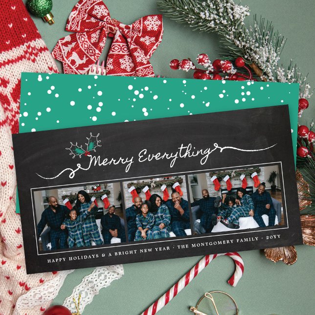 Merry Everything Chalkboard Mistletoes Christmas Holiday Card (Creator Uploaded)