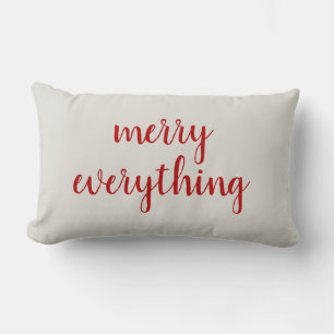 Merry Everything Christmas Red Script Throw Pillow