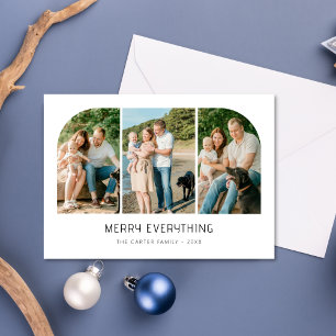 Merry Everything Coastal 3 Photo Family Christmas Holiday Card