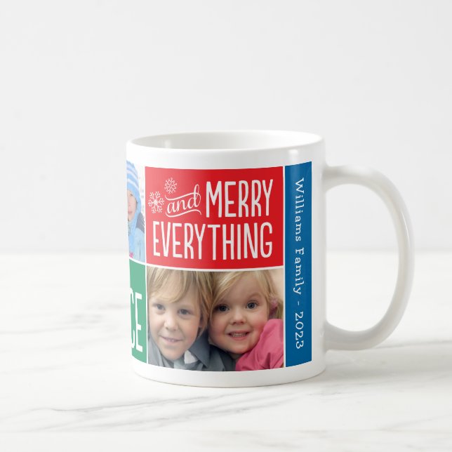 Merry Everything Colourful Christmas Photo Collage Coffee Mug (Right)