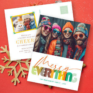 Merry Everything Colourful Holiday Photo Postcard