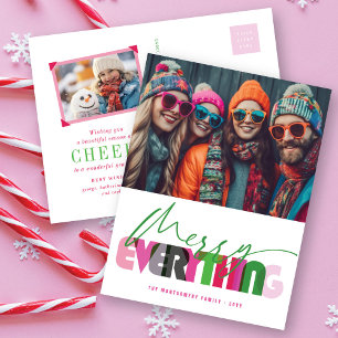 Merry Everything Colourful Typography Modern Photo Holiday Postcard