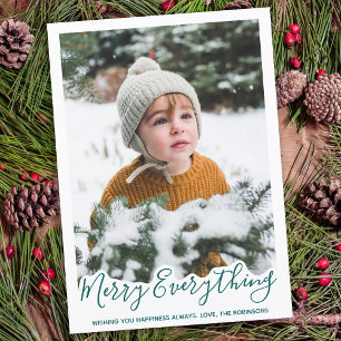 Merry Everything Customized Modern Family Photo  Holiday Card