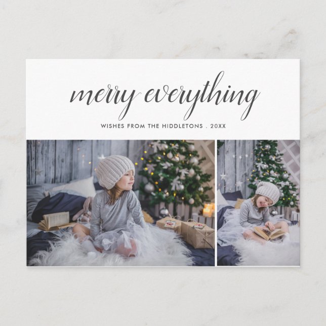 Merry Everything Elegant Script Photo Holiday (Front)