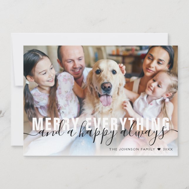 Merry Everything Family Gold Foil Christmas Holiday Card (Front)