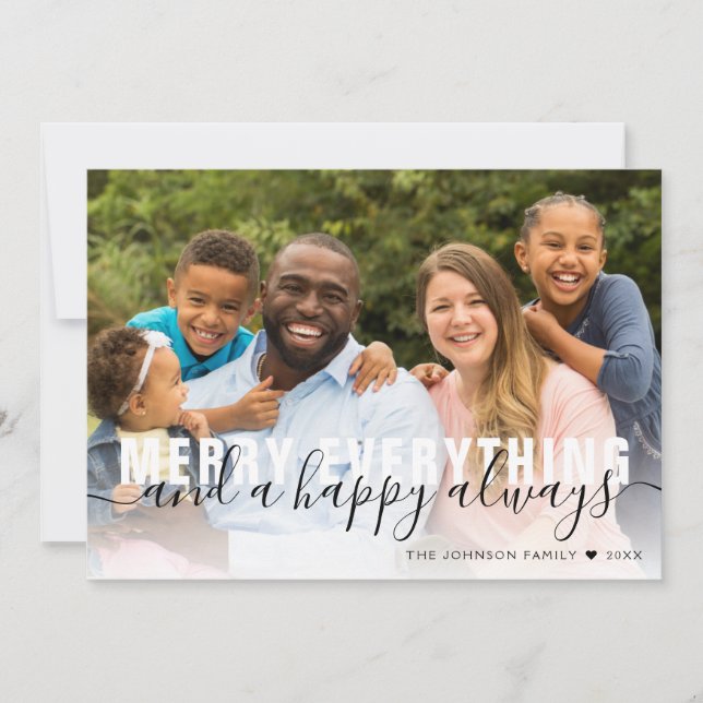 Merry Everything Family Gold Foil Christmas Holiday Card (Front)