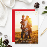 Merry Everything Gold Stars Photo Border<br><div class="desc">Elegant holiday photo card features a full-bleed family portrait with a simple decorative gold foil border frame of shiny stars. Includes "Merry Everything" greeting in classic script writing that can be customized. Bonus landscape photo and wording can be personalized on the back of the card as well. Red background color...</div>