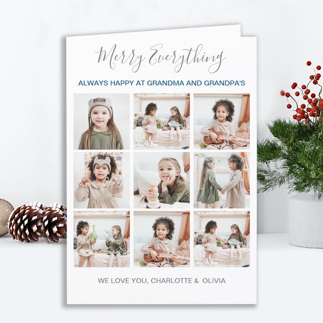 Merry Everything Grandparents 9 Photo Collage  Holiday Card (Creator Uploaded)
