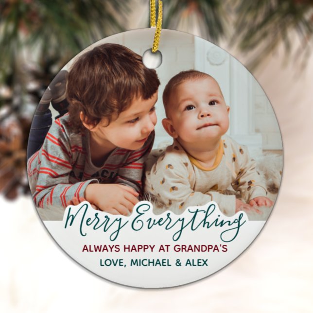 Merry Everything Grandparents Christmas Photo Ceramic Tree Decoration (Creator Uploaded)