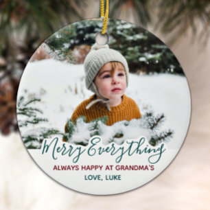 Merry Everything Grandparents Christmas Photo Ceramic Tree Decoration