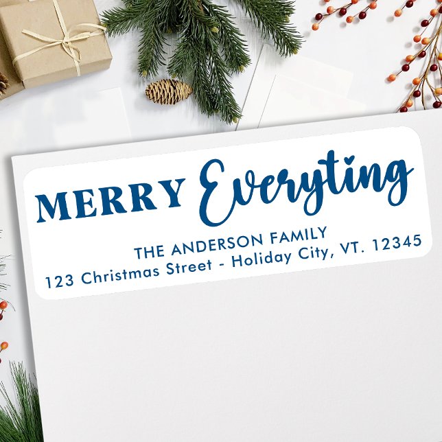 Merry Everything Happy Always Blue Modern Elegant (Creator Uploaded)