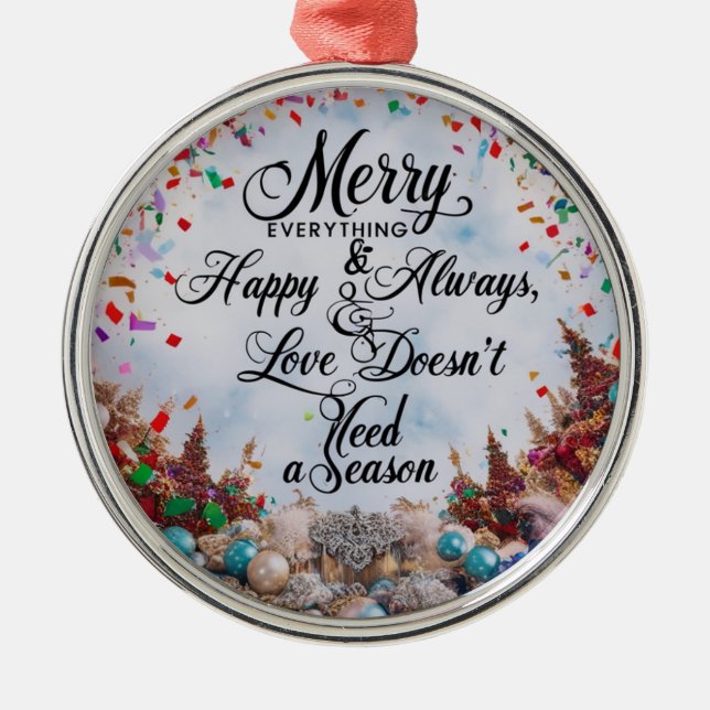 Merry Everything & Happy Always” Premium Round  Metal Tree Decoration (Front)