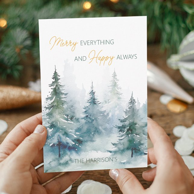 Merry Everything Happy Always Winter Trees Flat Holiday Card (Merry Everything Happy Always Winter Trees Flat Holiday Card)