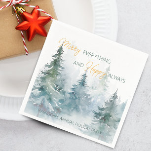 Merry Everything Happy Always Winter Trees Napkin