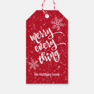 Merry Everything Holiday Snowfall with Name Gift Tags