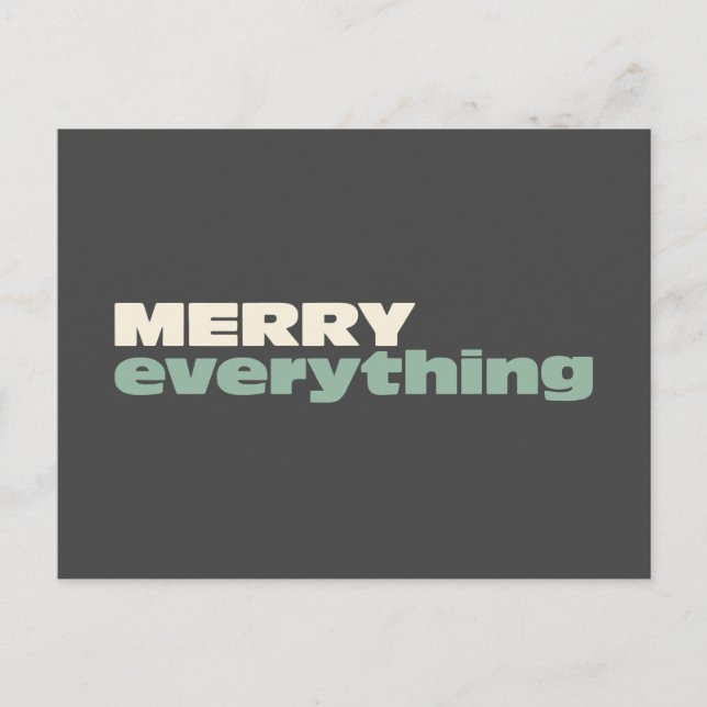 Merry Everything Minimalist Mod Christmas Holiday Postcard (Front)