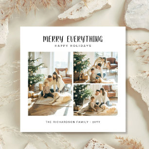 Merry Everything Modern 4 Photo Family Christmas Holiday Card