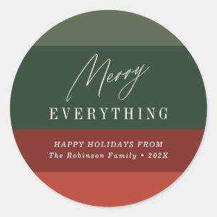Merry everything modern colourful christmas  classic round sticker