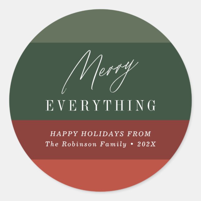 Merry everything modern colourful christmas  classic round sticker (Front)