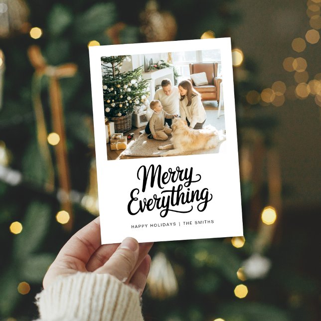 Merry Everything Modern Minimalist Family Photo Holiday Card (Creator Uploaded)