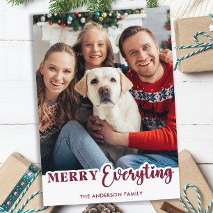 Merry Everything Personalised Modern Family Photo Holiday Card