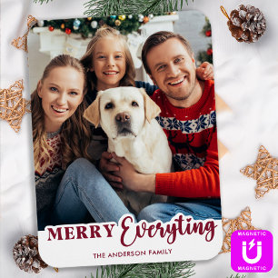 Merry Everything Personalised Modern Family Photo Magnet