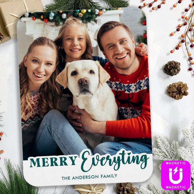 Merry Everything Personalised Modern Family Photo Magnet (Creator Uploaded)