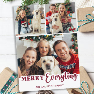 Merry Everything Personalised Modern Family Photos Holiday Card