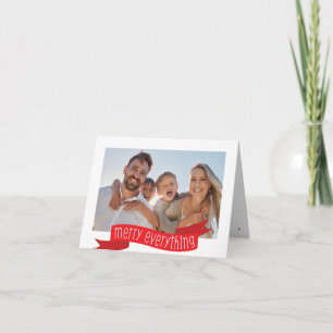 MERRY EVERYTHING PHOTO modern family banner red Holiday Card