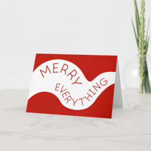 Merry Everything Red Curved Typography Photo Holiday Card
