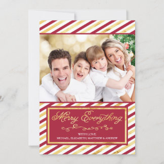 Merry Everything Red & Gold Stripe Photo Card