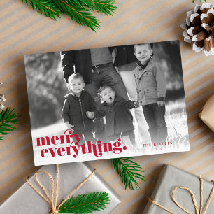 Merry Everything Red & White   Holiday Photo Card