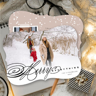 Merry Everything Script Modern Holiday Photo Card