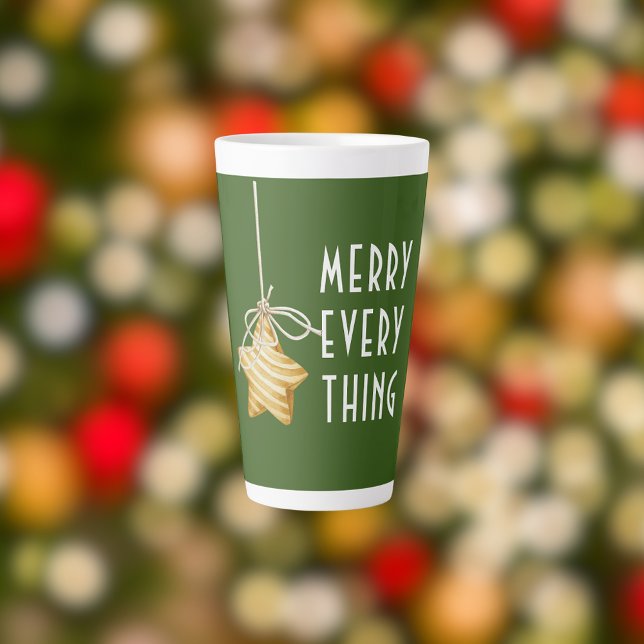 Merry Everything Star Ornament Christmas Green Latte Mug (Creator Uploaded)